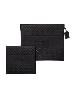סט תיקי טלית ותפילין דמוי עור Bl... | תיקי טלית ותפילין
